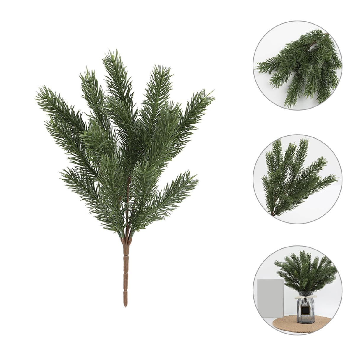 PRETYZOOM 2 Sätze Künstliche Tannennadeln Grün Künstliche Hängepflanzen Weihnachtstannenzweige Weihnachtsbaum Girlande Kiefernblätter Verzierung Künstliche Tannenzweige Pu Green 3 Stück * 2