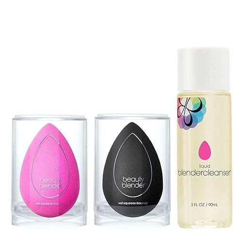 BEAUTYBLENDER Licuadora original rosa y nude, esponjas de maquillaje para mezclar bases líquidas, polvos y cremas. Aplicación impecable, profesional