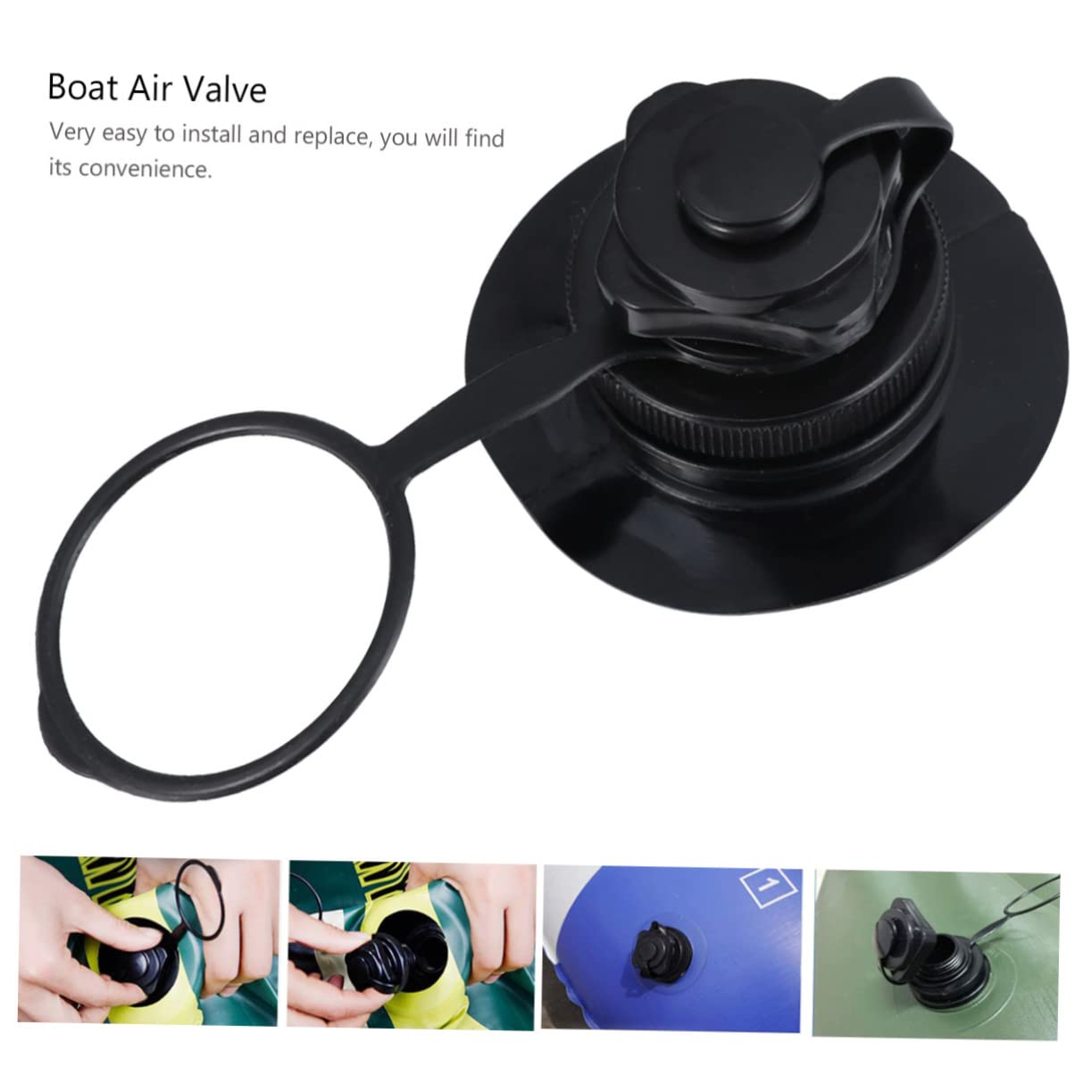 BESPORTBLE Ugello del Gas di Boston Valvola Aria Boston Sostituzione Valvola Boston Aria per Gommone Valvola per Gommone Valvola dell'Aria Gonfiabile Kayak Gonfiabili Barca da Pesca Black PVC