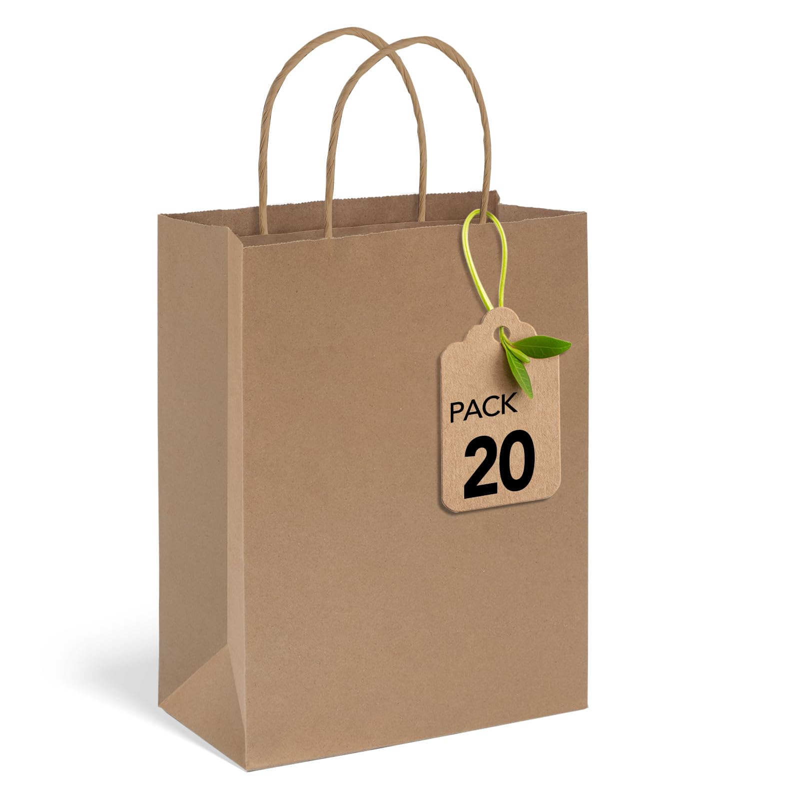 MESHA Gift Paper Bags Brown 5.25x3.75x8 Inch 20 Pack,Kraft Gifts Shopping Bags with Handles,Small Craft Size for Merchandise Grocery Retail Birthday