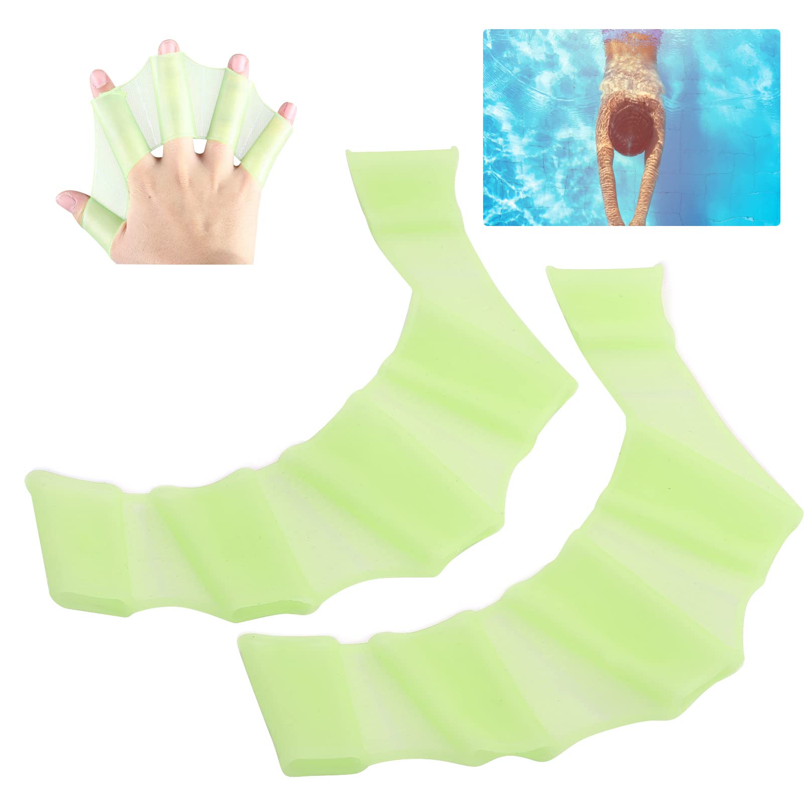 1 Pair Swimming Handcuffs Flippers Silicone Swimming Finger Webbed Gloves Swim Palm Finger for Adults and Children (S)