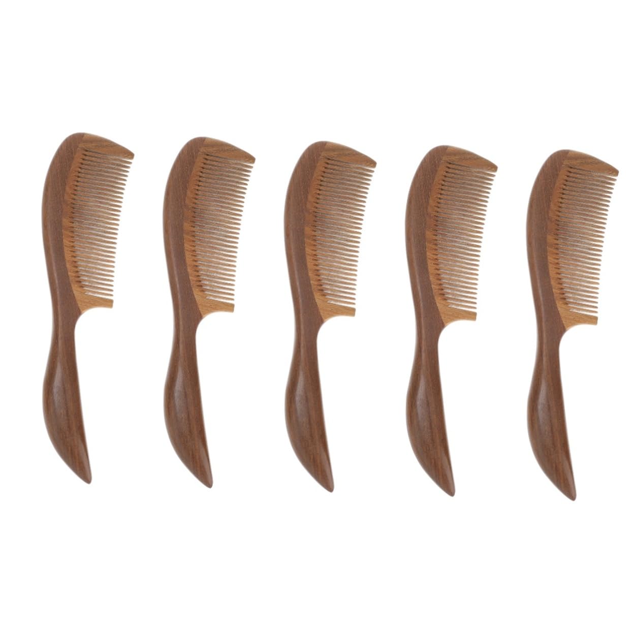 Ipetboom 5pièces Peigne Bois Anti-statique à Fins Dents Pour Cheveux Peigne Bois Massant Pour Femmes Confortable Et