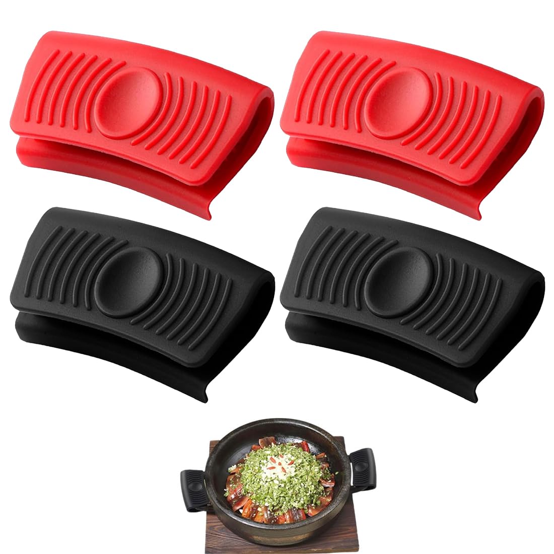 2 Paires Support De Poignée Chaude Support De Poignée Chaude en Silicone Poignée Amovible