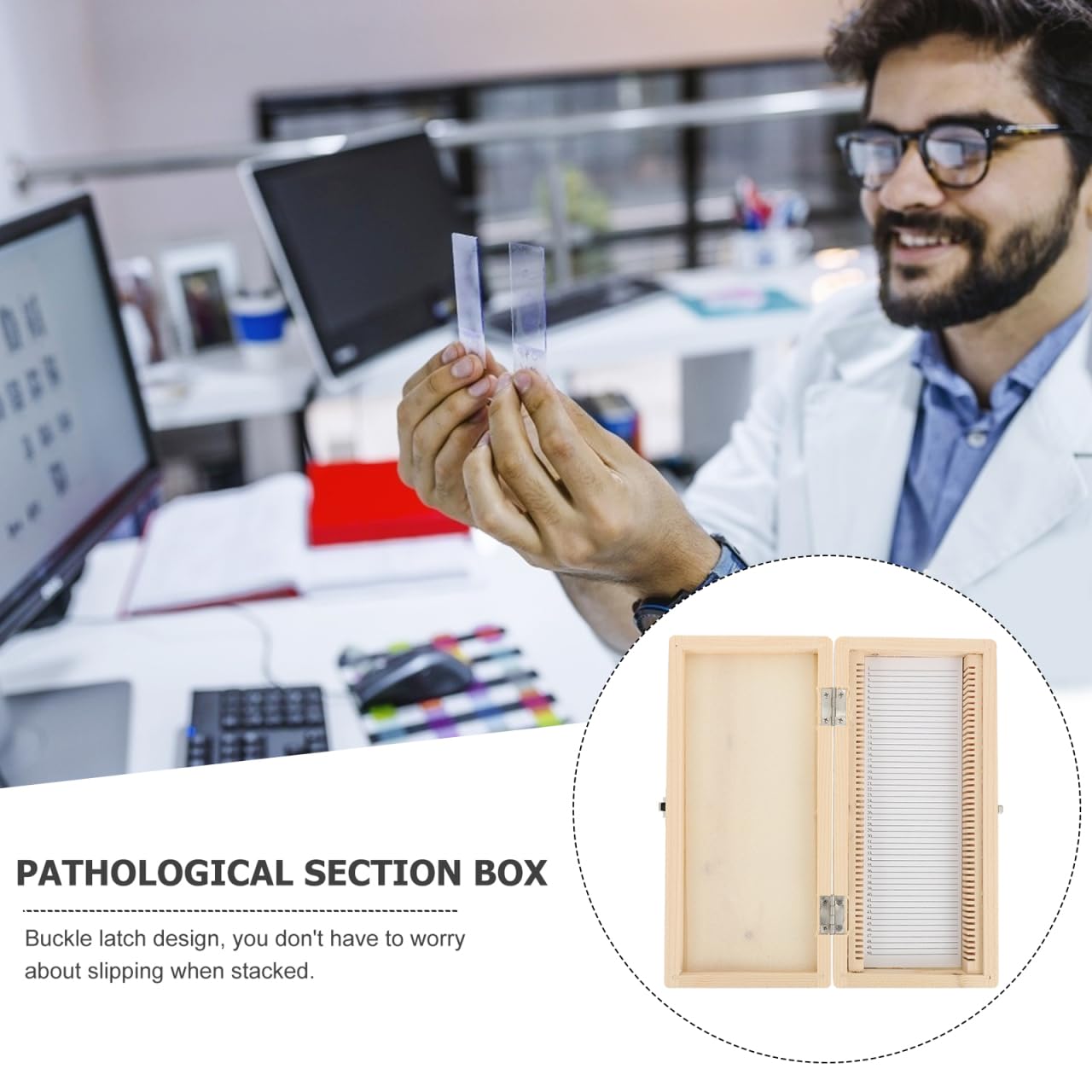 Boîte de Rangement pour Lames de Microscope 50 Lames Métal Nickelé Serrure