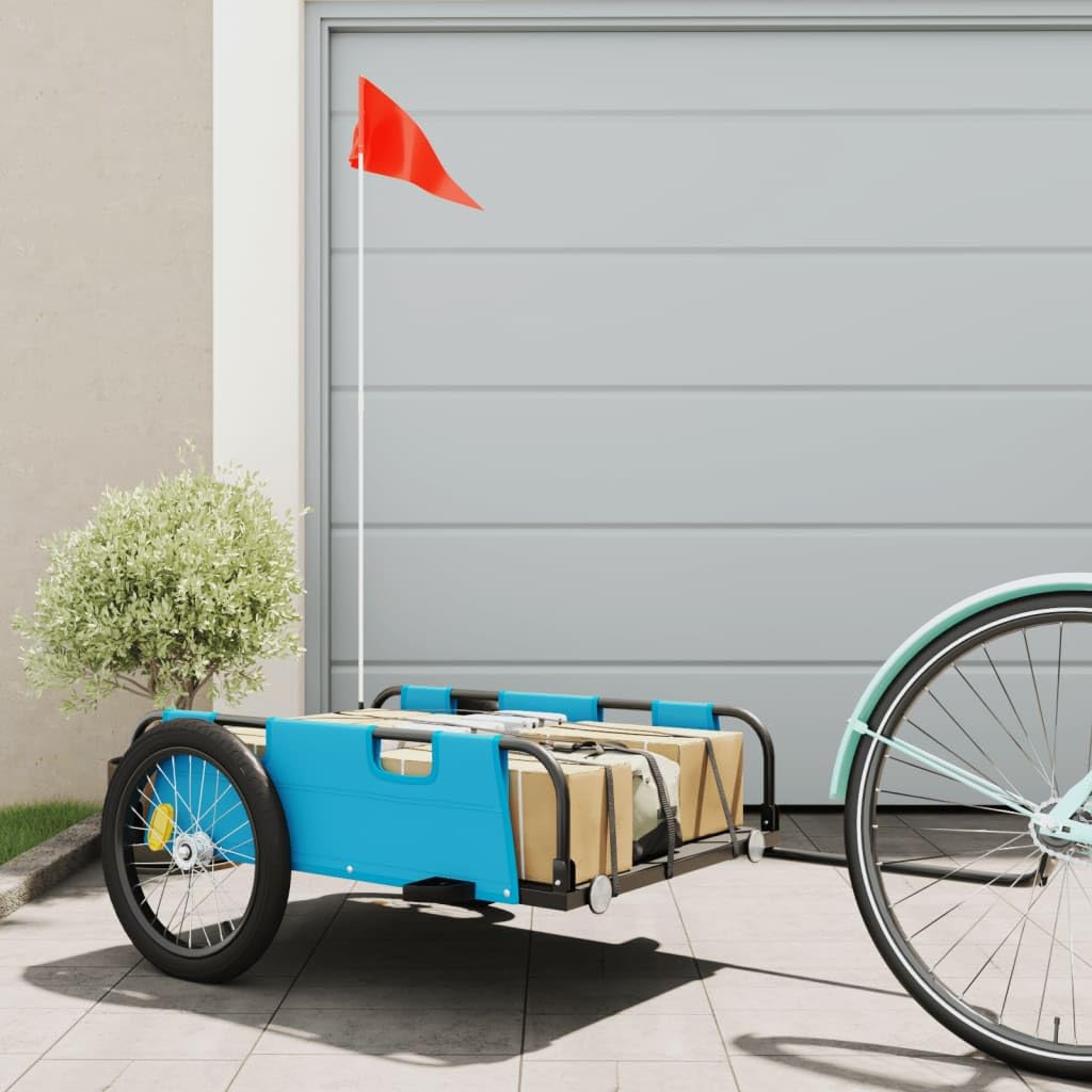 Willood Fahrradanhänger Lastenanhänger Fahrrad Transportanhänger Anhänger Blau Oxford-Gewebe und Eisen 135 x 68 x 38.5 cm