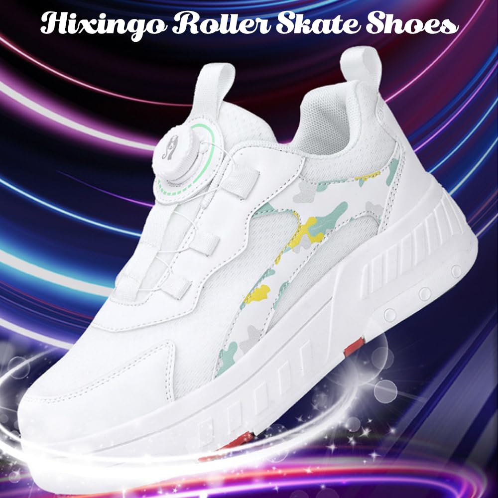 Hixingo Chaussure a Roulette pour Fille Garçons, Chaussures a roulettes avec Roues Chaussures de Skateboard, Patins à roulettes Lacet Revolve Basket à roulettes