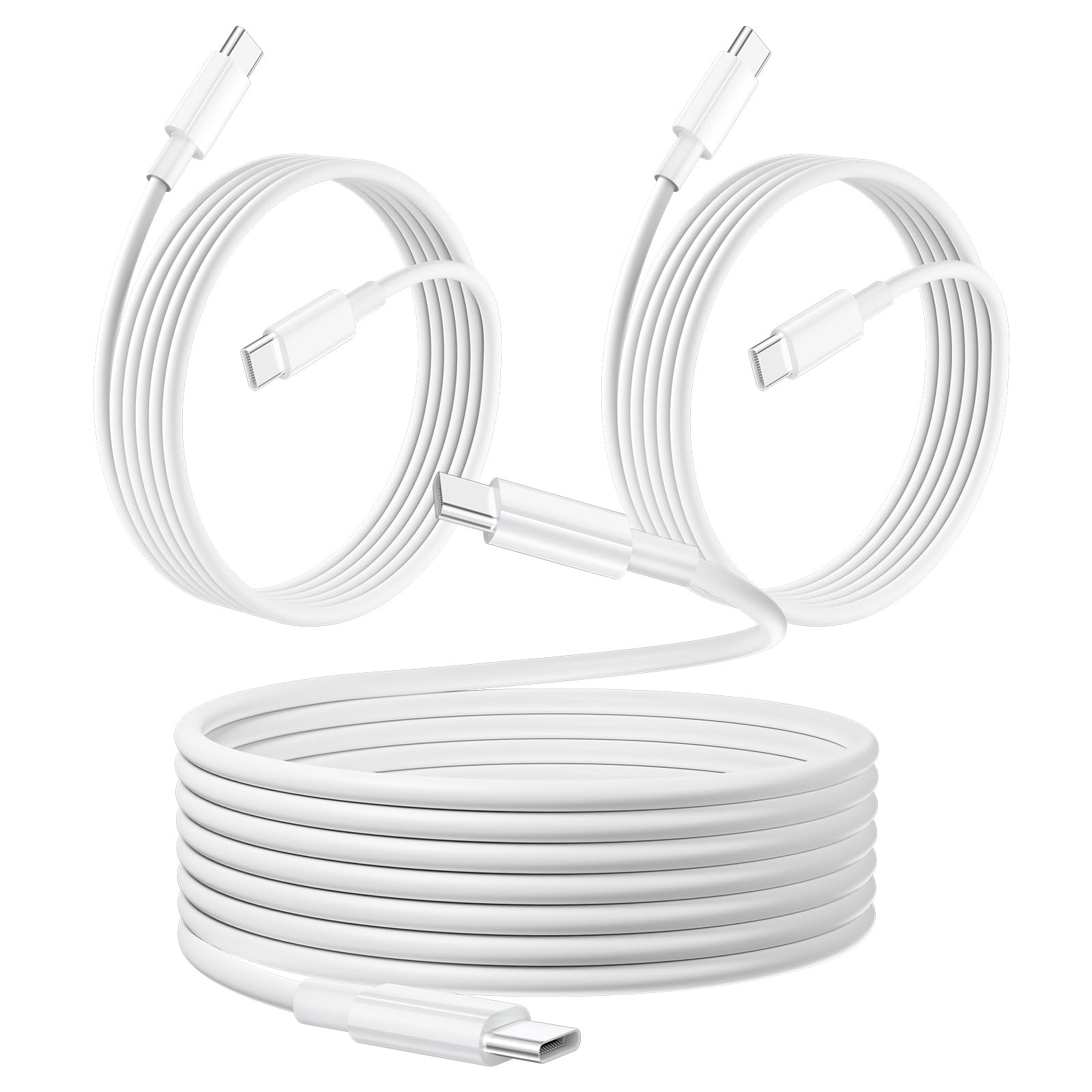 Cable USB-C a USB-C, cable USB tipo C, cable de carga rápida tipo C para iPhone 16 15, MacBook Pro/Air, iPad Pro/Air, Samsung Galaxy Ultra Plus S24 S23 (6 pies + 6 pies + 10 pies)