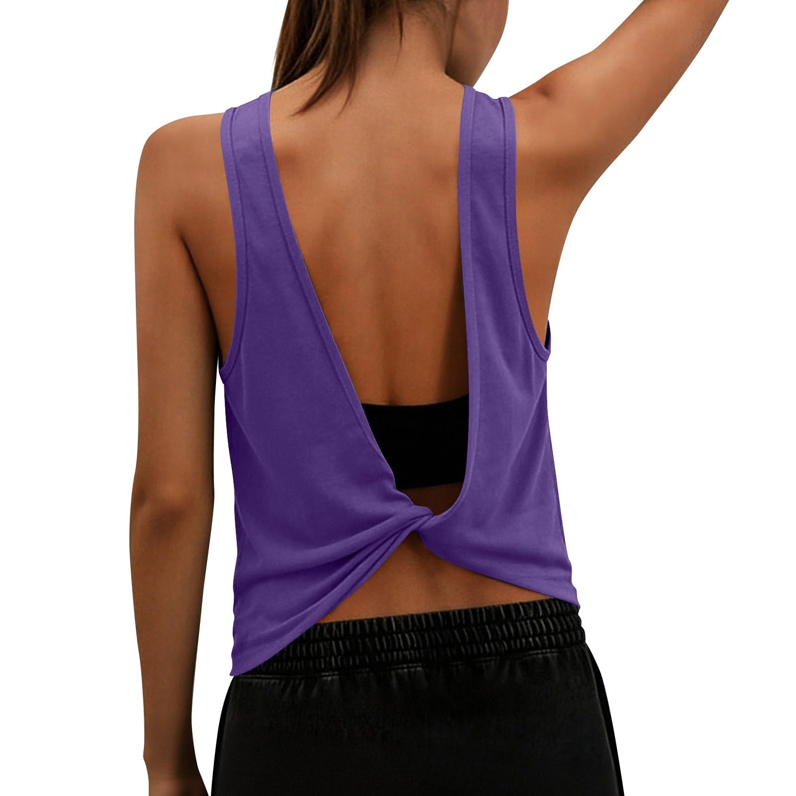 Tank Tops for Women Open Back Athletic Workout Yoga Top Sleeveless Backless Summer Slim Basic Cami Shirts 2026
