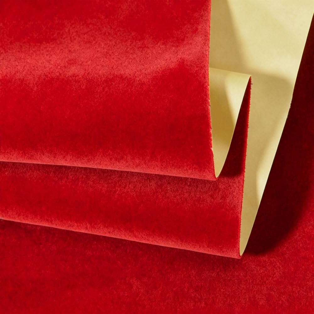 Leliafleury 20cmx148cm Red Felt Fabric Self Adhesive Felt Sheet Sticky Back Sheet for Box Drawer DIY Crafts
