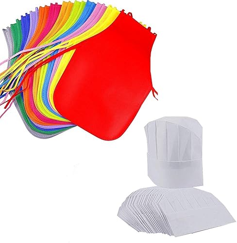 16 delantales de pintura artística para niños y sombreros de chef para cocina, aula, evento comunitario, manualidades y actividades de pintura