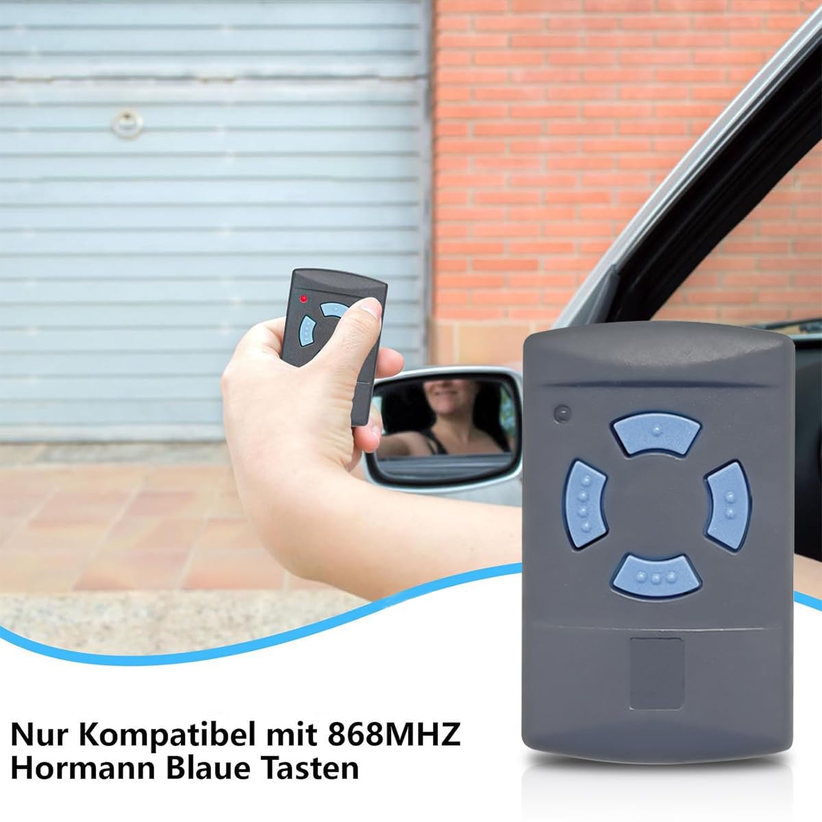 Puerta de Garaje Hörmann Mando a Distancia de 868,3MHz, 2 Piezas Mando a Distancia Transmisor Compatible con Hörmann, Mando a Distancia Hormann, Mando Puerta Garaje avec 4 Boutons Couleur Bleue