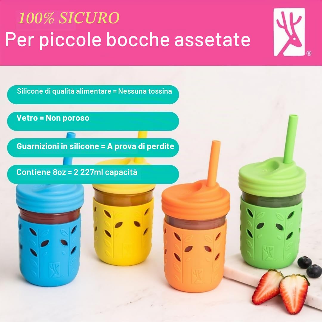 Elk and Friends Barattoli di vetro per bambini da 226,8 g + maniche +