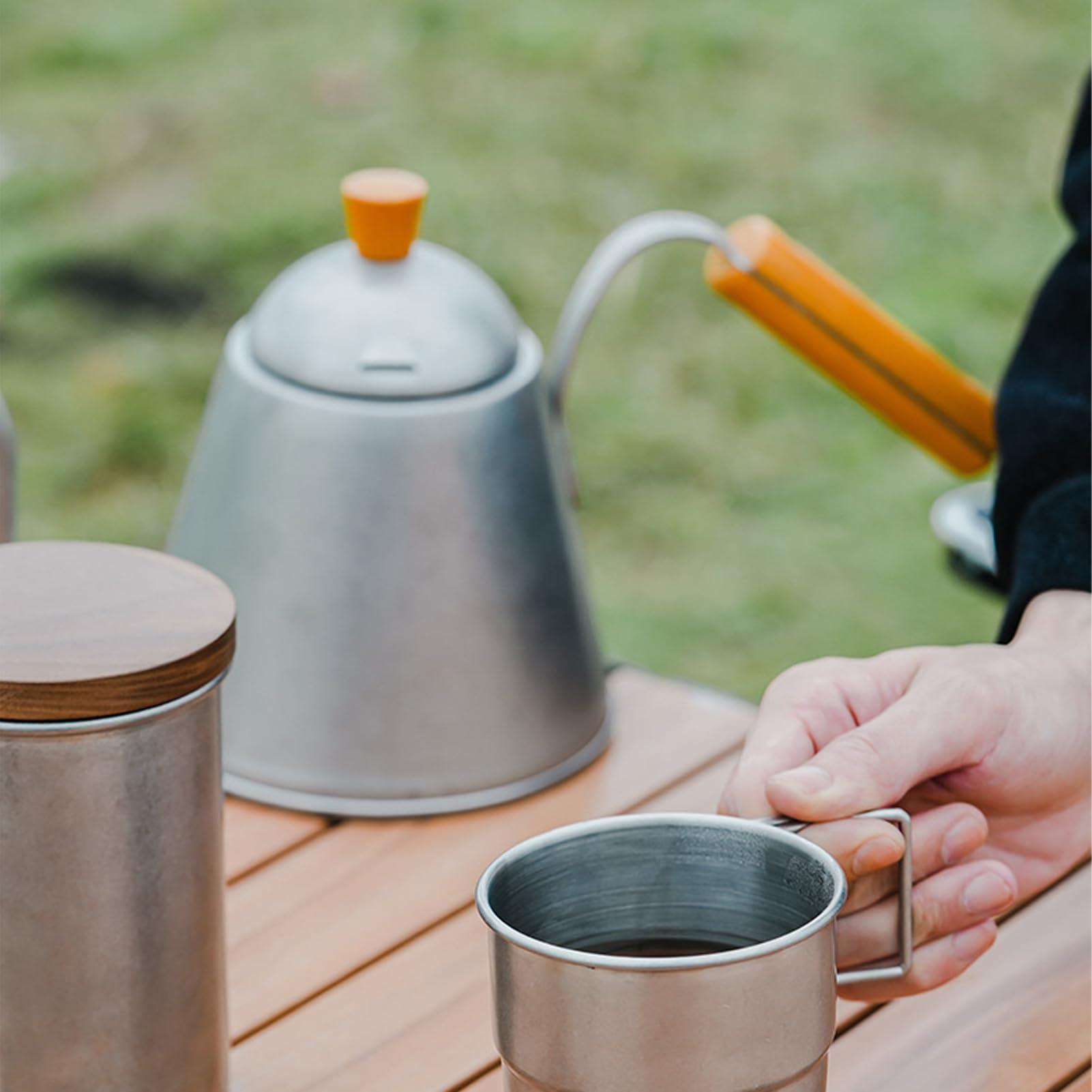 Hervidor de Café, Tetera de Goteo de Agua con Cuello de Cisne de Gran Capacidad de Acero Inoxidable de 1000 Ml, Tetera de Café con Goteo Manual con Boquilla Larga y Estrecha para Oficina, Café