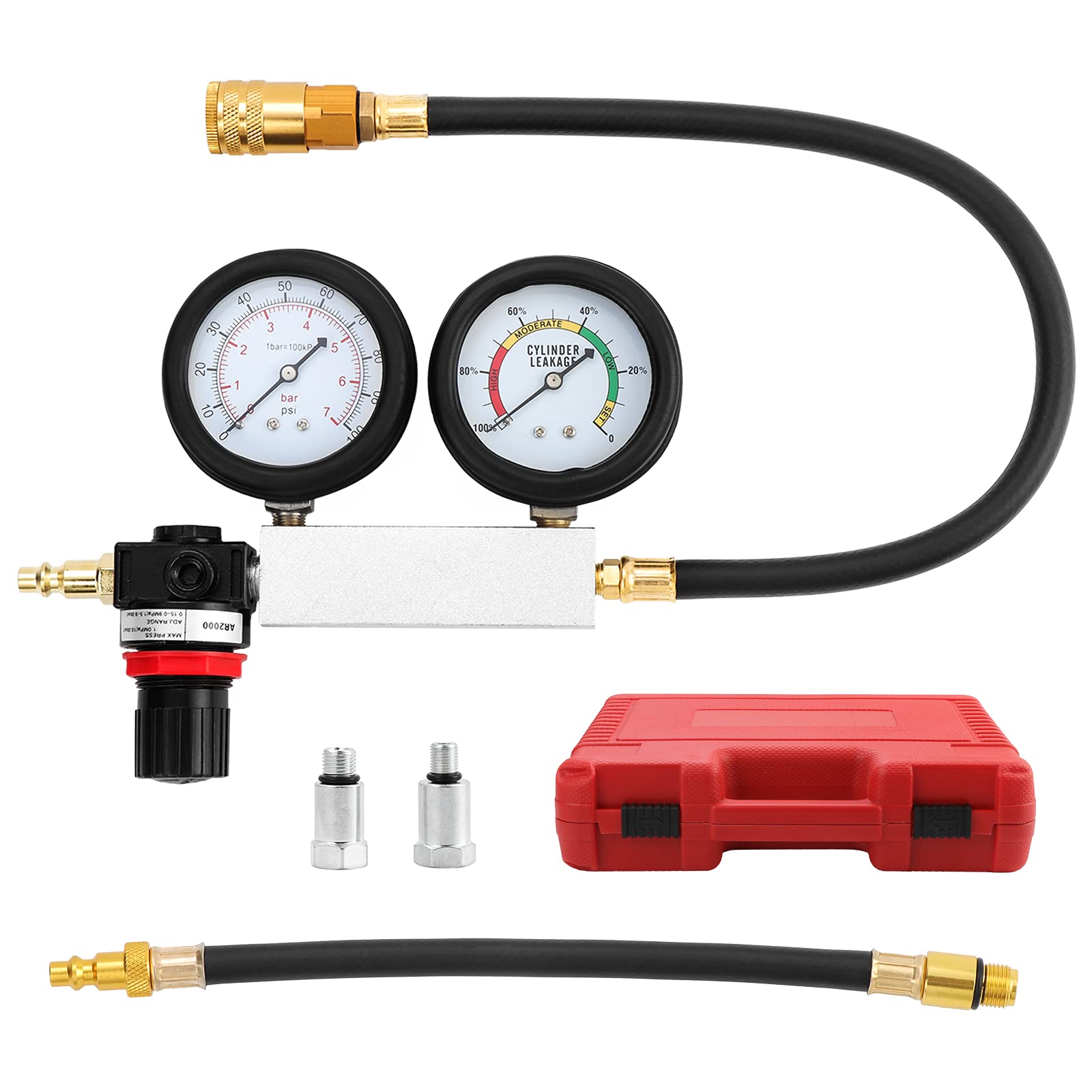 Rilevatore di perdite a cilindro, kit di tester a benzina, tester di compressione per auto, camion, moto