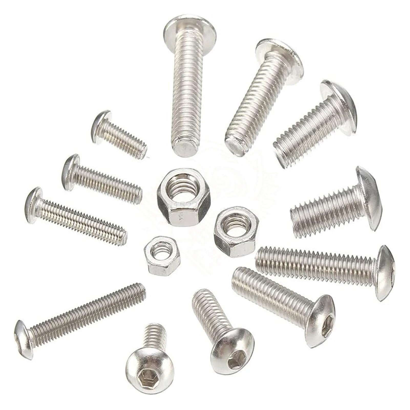 440-teiliges Schrauben- und Muttern-Set, M3, M4, M5, Edelstahl, Innensechskant, Halbrundkopfschrauben, Schrauben, Muttern, Sortiment, Kit, Schraube