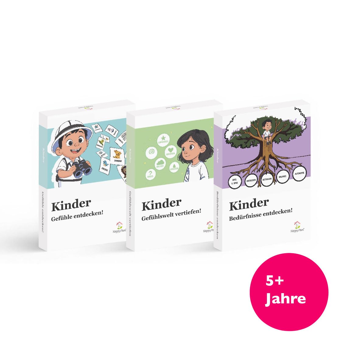 HappyFam® Emotionskarten: Kinder-Entwicklungs-Komplettset | Pädagogisch wertvoll für hochsensible Kinder | Bedürfniskarten und Gefühlskarten für Kinder | Selbstregulation Kinder
