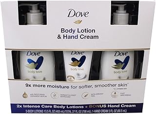 Dove Body Lotion & Hand Cream Set, Includes 2x Intense Care Body Lotions (13.5 fl oz / 400mL each) + BONUS Hand Cream (3 fl oz / 88.5mL)