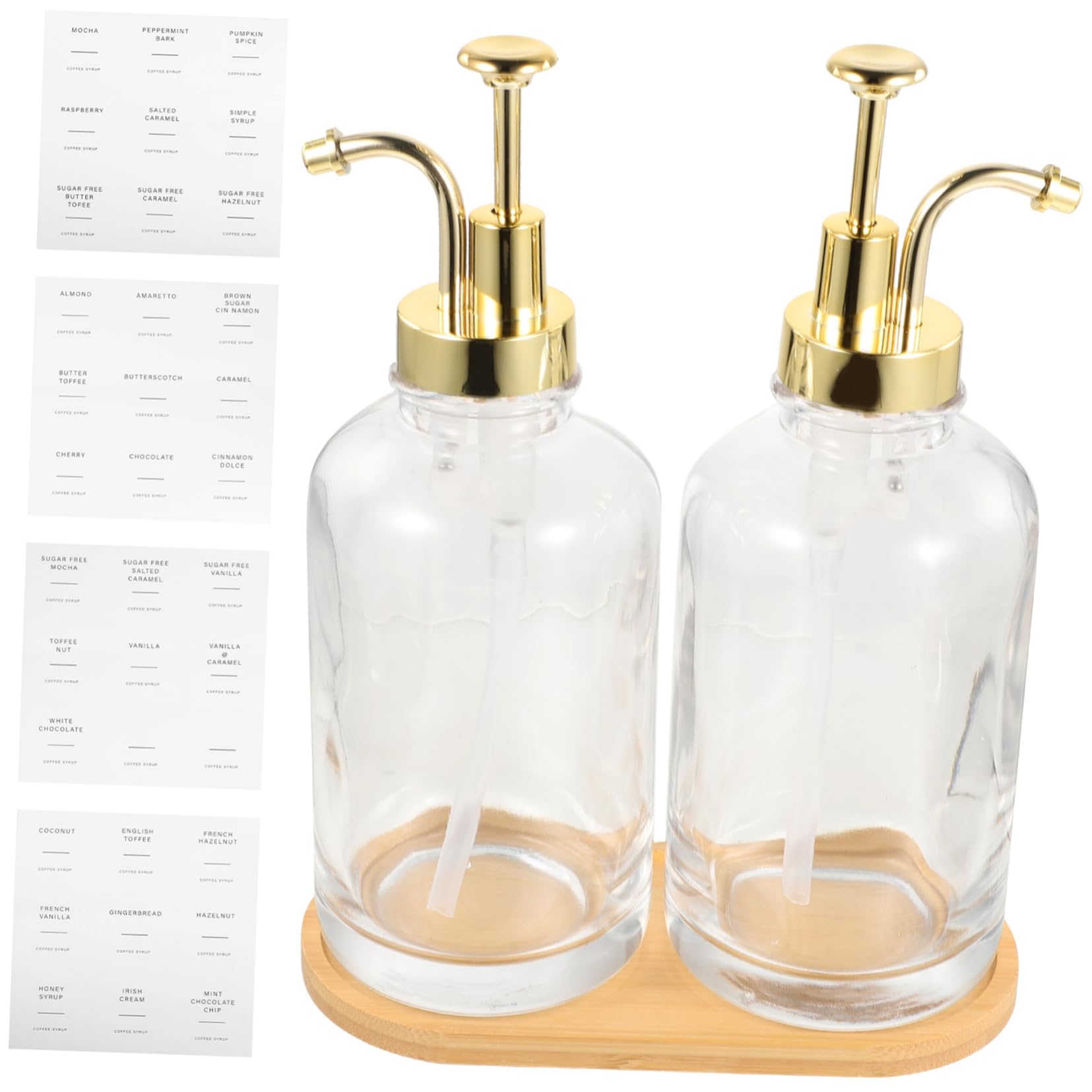 Healeved Distributeur De Sirop Pour Café Bouteille De Sirop Transparente Avec Pompe Accessoire De Bar à Café Organisateur De