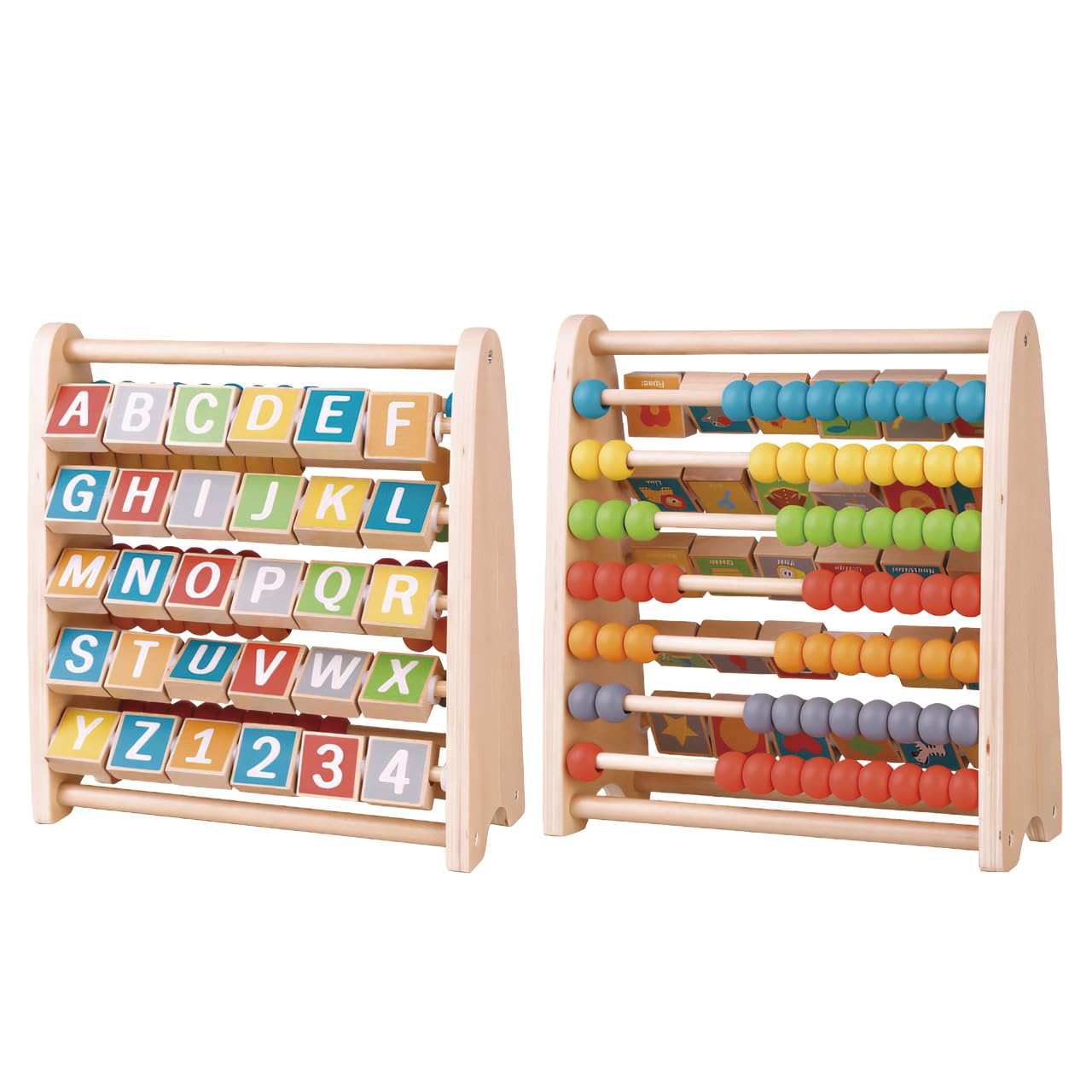 Tachan - Abaco de Madera 2 en 1 - Certificación FSC - Aprendizaje números y Letras - con imágenes de Animales (CPA Toy Group 795T00845)
