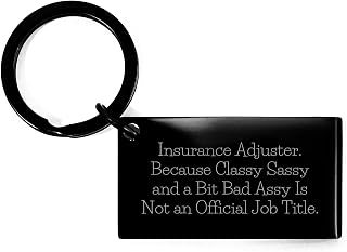 Insurance Adjuster Keychain, Black Stainless Steel, Funny Gift for Insurance Adjuster, Christmas Unique Gift from Friends, Family, or Coworkers, Inspirational Quotes for Insurance Adjuster's Toolbox