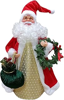 Christmas Tree Topper, Santa Claus Xmas Tree Topper, Handmade Santa Claus Figurine Christmas Treetop Ornament Decoration, Christmas Tree Decorations, Xmas Holiday Wonderland Party Decor Supplies A