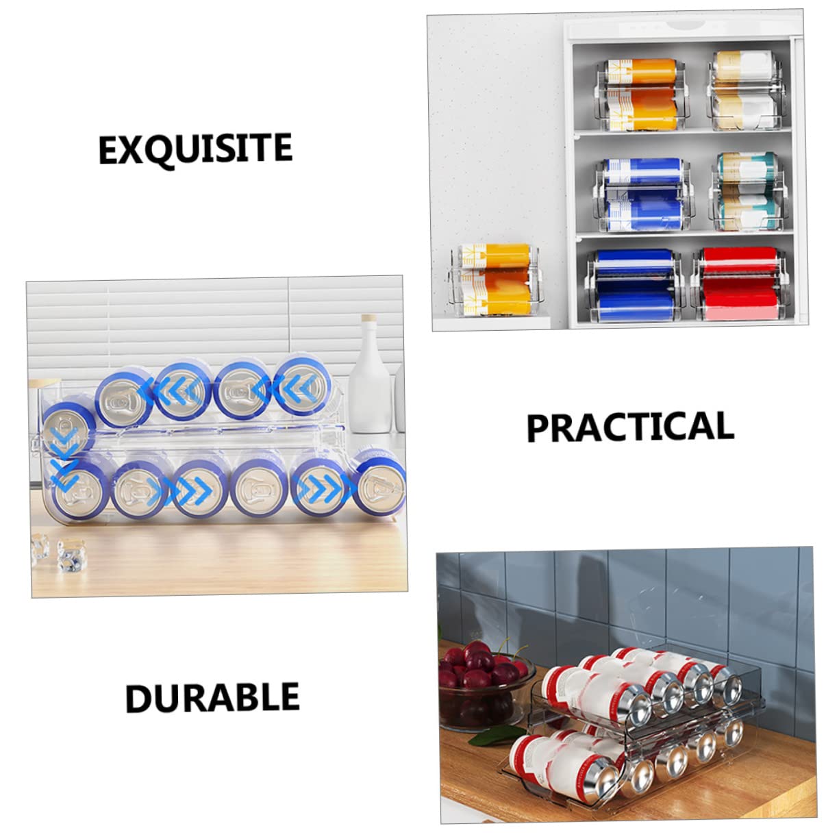 Ciieeo Organizador De Almacenamiento De Latas para Nevera Doble Capa Grande Transparente, Soporte para Latas De Refresco De Plástico Resistente, Ahorro De Espacio para Cocina y Despensa,