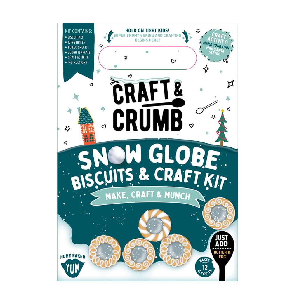 Craft & Crumb Christmas Snow Globe Cookie Kit - Kids Baking Activity - Gifts For Boys & Girls