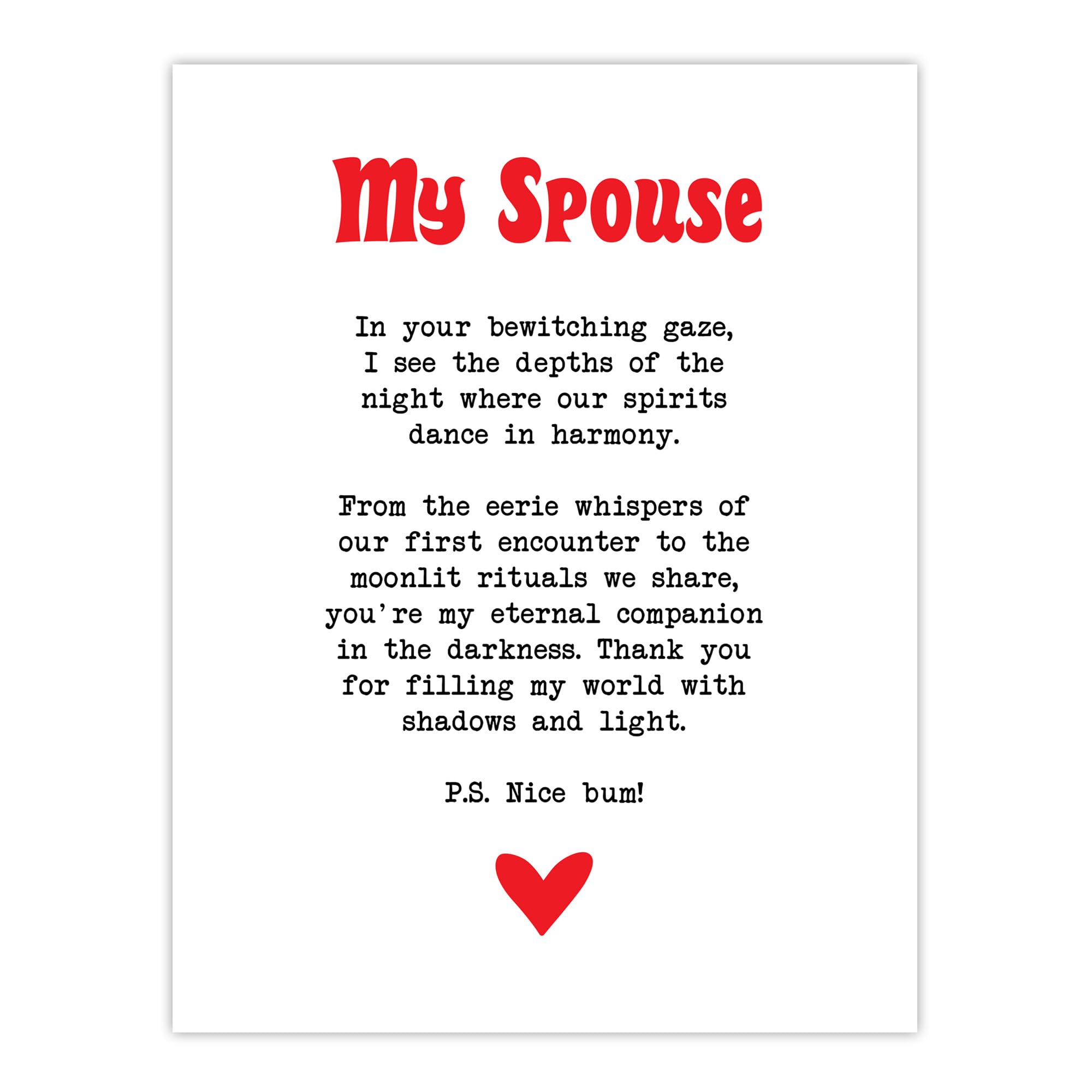 Artery8 - Wall Art Print - Love Poem Goth Spouse Romantic Poetry - White - W18" x H24"
