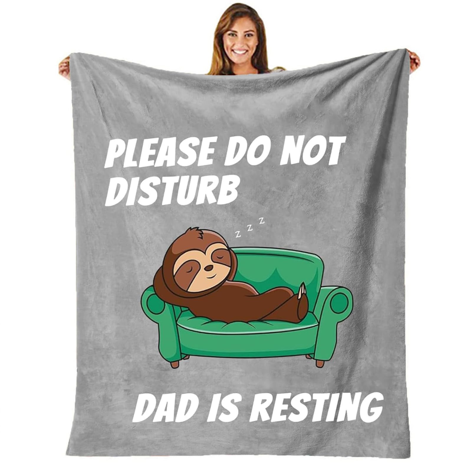 SUOPDH Dad Gifts, Dad Birthday Gifts - Funny Sloth Blanket Throw for Father Daddy Papa - Presents for Dad's Birthday, Christmas, Valentines