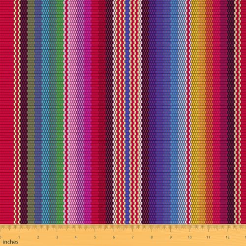 Mexican Stripes Tissus Au Metre,Cinco De Mayo Tissu 184x150cm Chaise,Bohème Amérindien Décoratif Tissu Extérieur Imperméable,Coloré De Couture Polyester