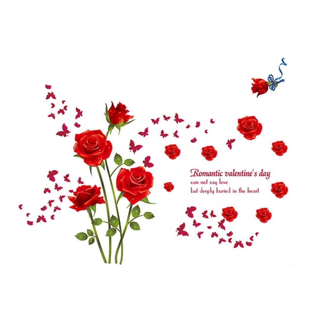Amazon.com: Amaonm Fashion Romantic Rose Flower Wall Decals