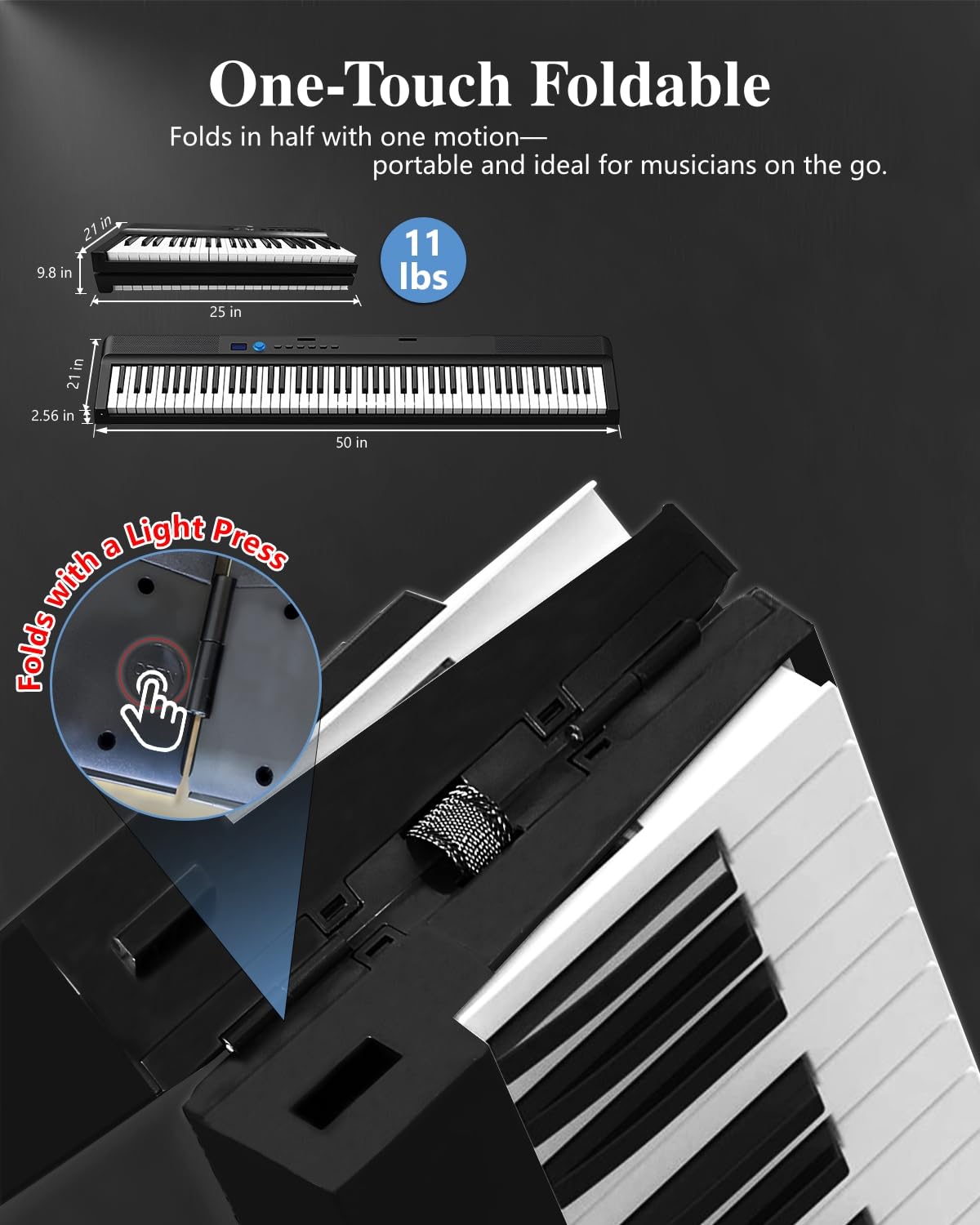 Amazon.com: Longeye Folding Piano Keyboard 88 Key Portable Digital