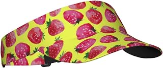 IUBBKI Sunscreen Visor Cap Watercolor Yellow Pattern Strawberry Sun Visor Hats Adjustable Empty Top Baseball Cap Ball Caps for Women and Men