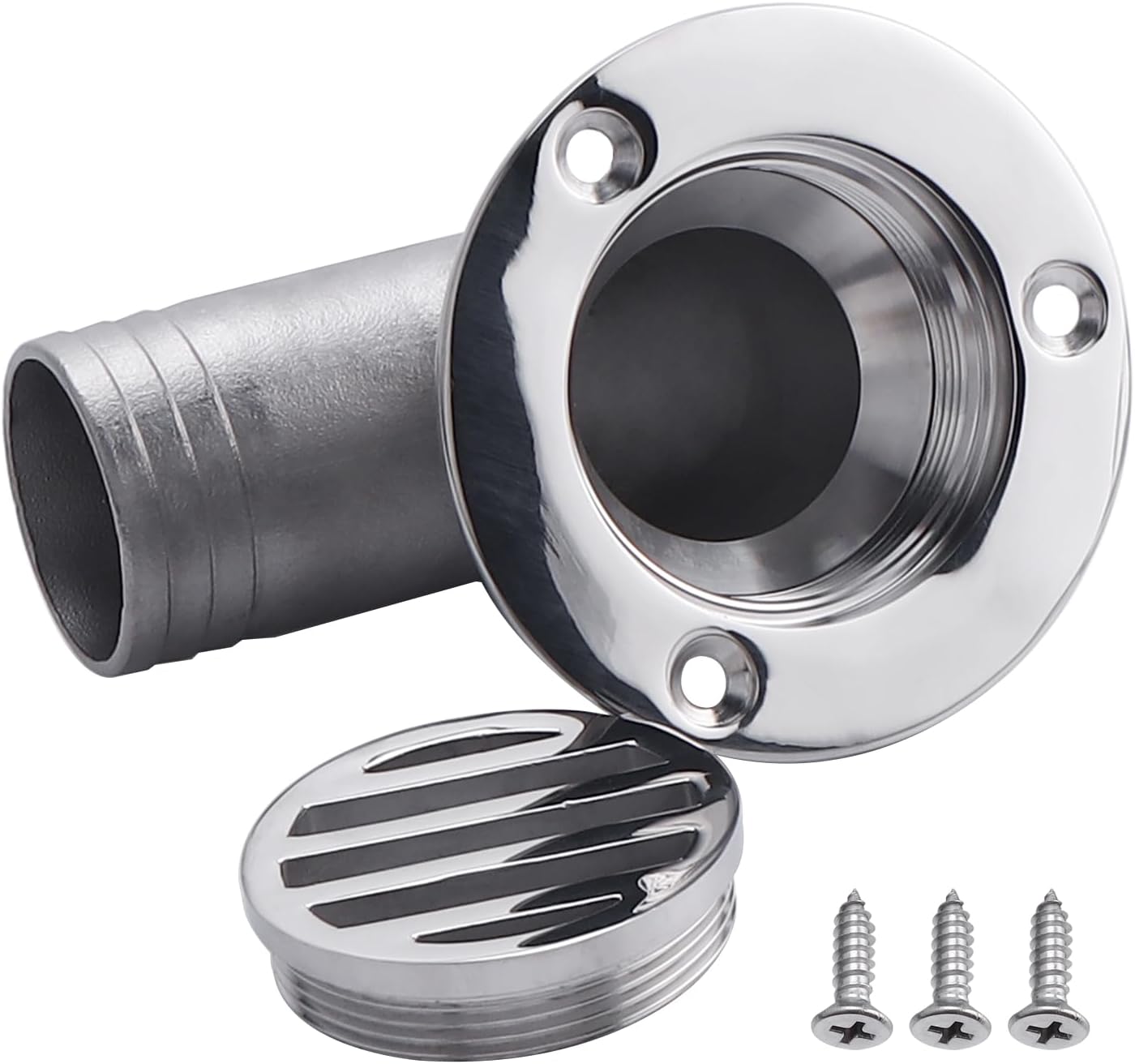 NovelBee 2pcs Boat Bend Floor Drain with Screws,90 Degree Marine 316 Stainless Steel Heavy Duty Thru Hull Drainage Scupper Cover,1-1/2 Inch Marine Water Draining Device Hardware for Yacht Deck