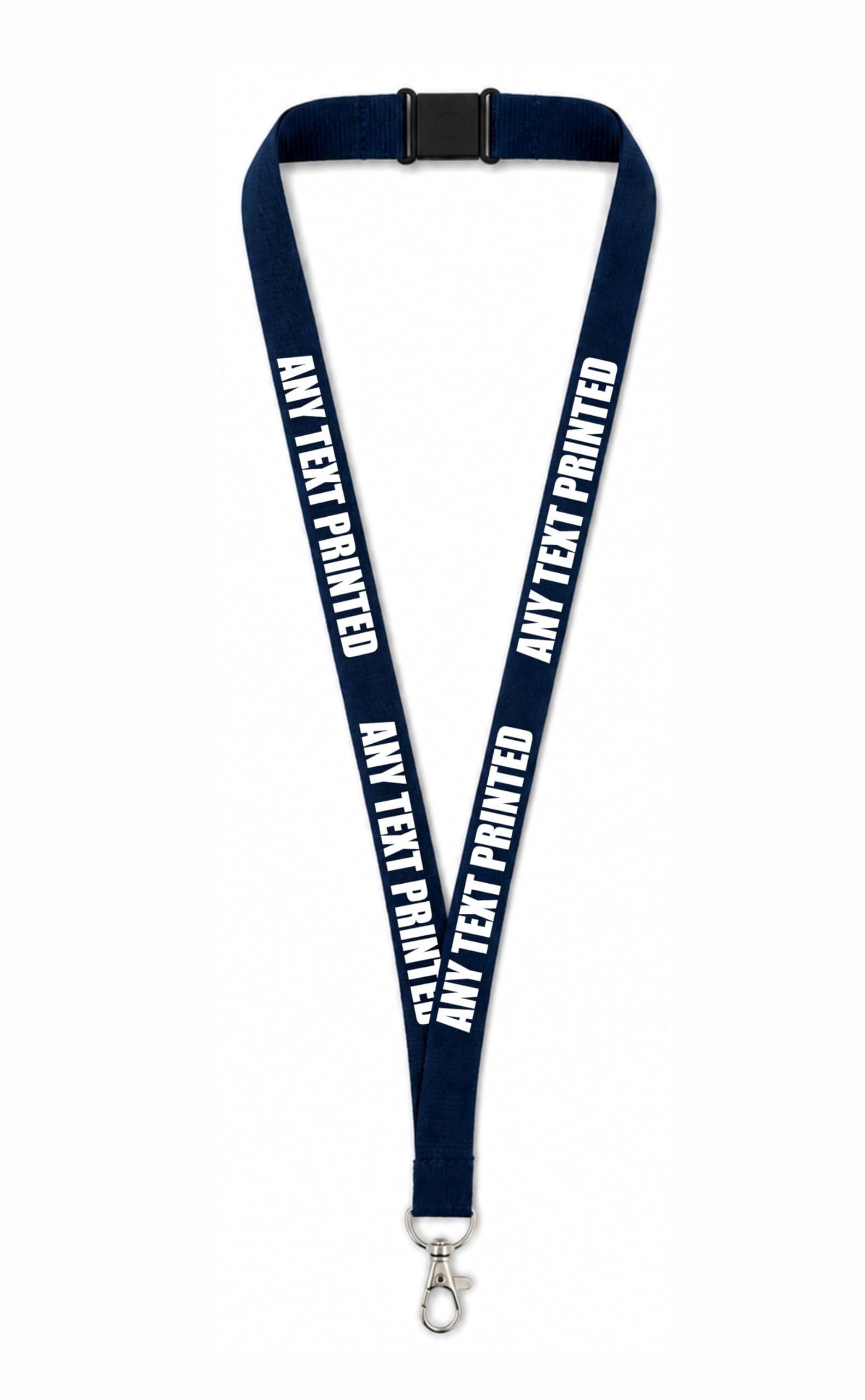 Hands Off Personalised Printed Lanyard, Custom Text Neck Strap for ID Card, Name Badge or Keys (Navy)