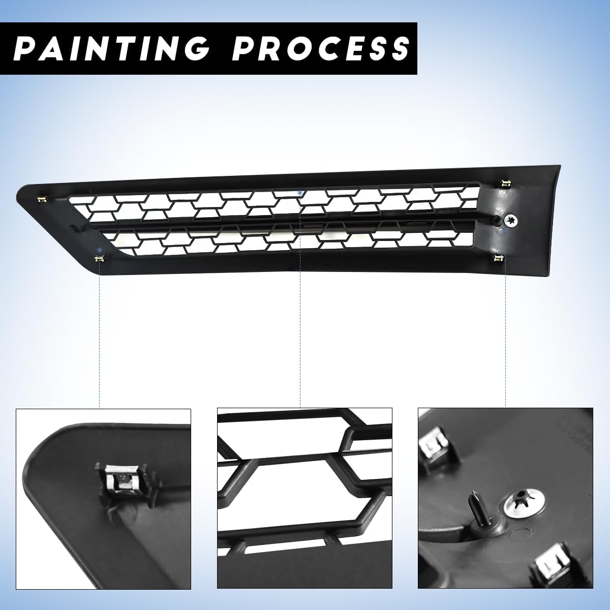 Right Chrome Cascadia Hood Side Grille Air Intake Vent Replacement with With Bug Screen for Freightliner Cascadia 2018+