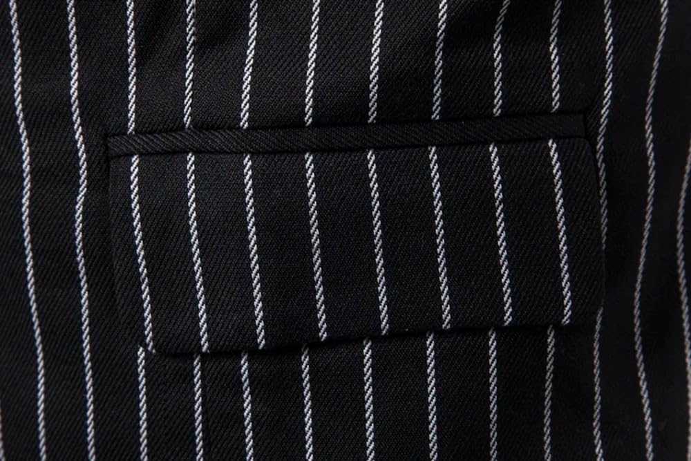 Chaleco De Traje Hombre - Chalecos De Rayas Verticales Para Hombre, Chaleco De Oficina Con Doble Botonadura, Abrigo, Chaqueta Sin Mangas De Negocios Para Hombre, Prendas De Vestir Exteriores Con Cue