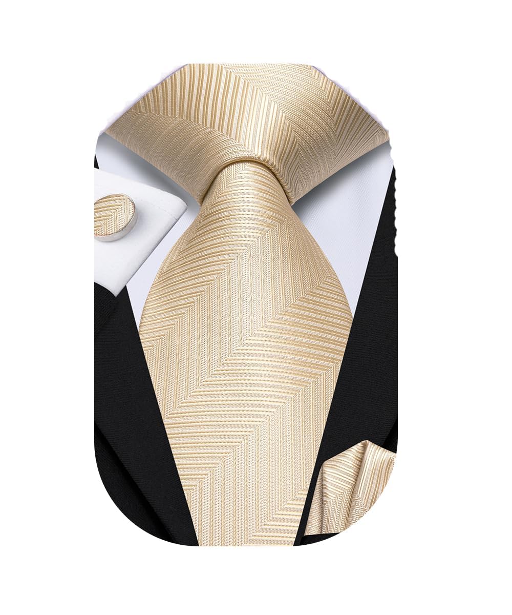 Dubulle Mens Tie Sets Woven Paisley Stripes Neckties Pocket Square Cufflinks Business Wedding