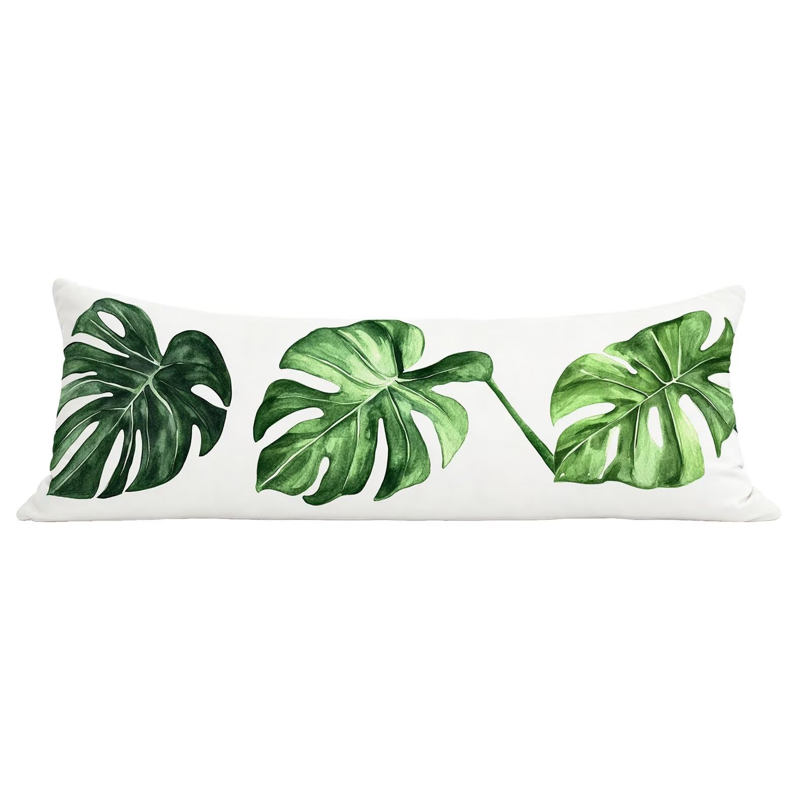 Funda de Almohada 60 x 180 cm Hoja Protector Almohada 180 cm con Cremallera Invisible, Lino Durable y Transpirable Pillow Case Largas Verde Impresión a Doble Cara para Cama, Sofá y Dormitorio dg-217