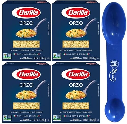 (Pack Of 4) Barilla Orzo Pasta 16 Oz 454G (Free Miras Trademark 2-In-1 Measuring Spoon Included!) #TOP20