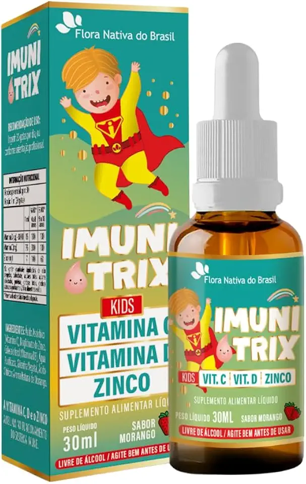 FLORA NATIVA, IMUNITRIX (Vit. C +D+Zinco) 30ml Sabor Morango KIDS