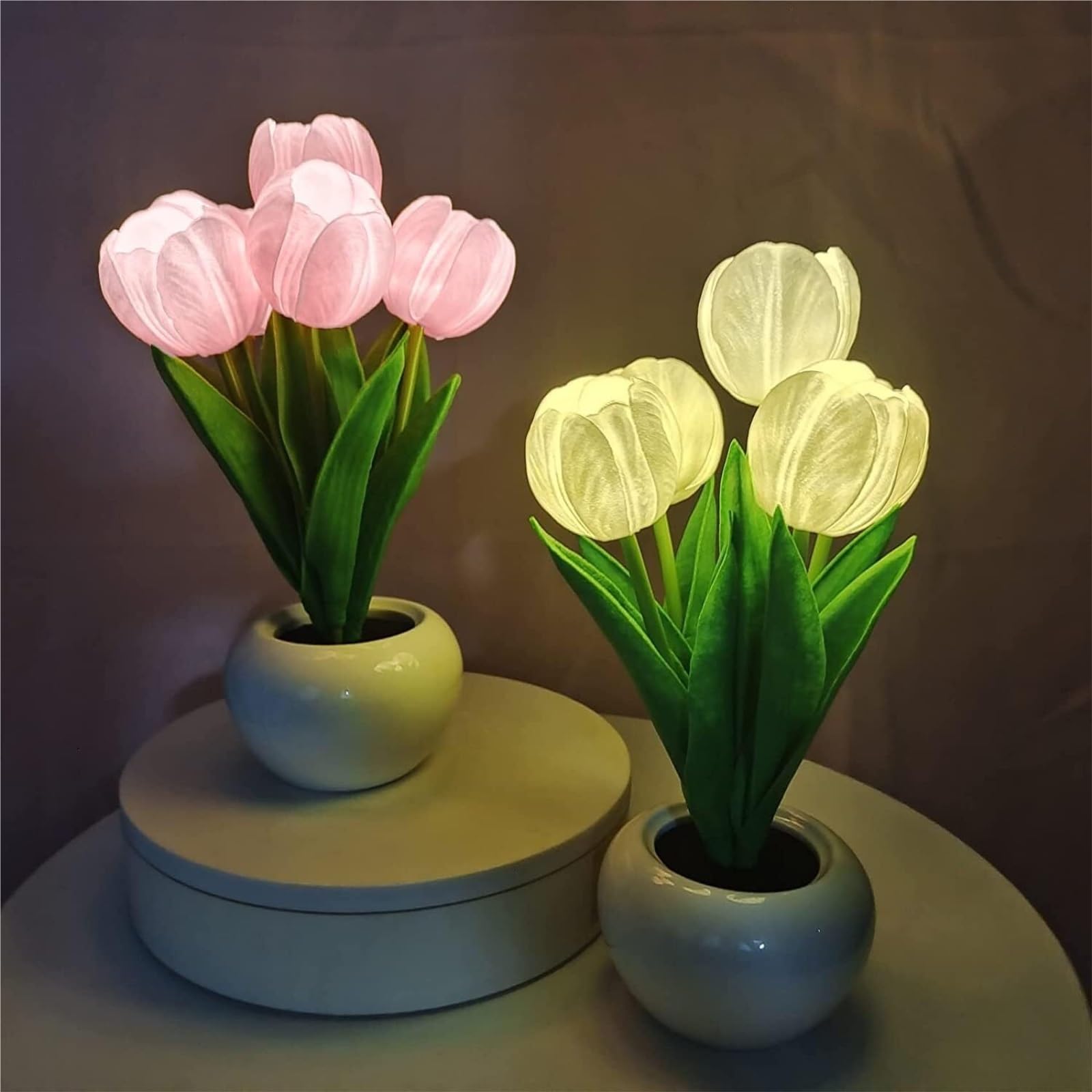 Lampada da Lettura per Camera Lampada Da Tavolo A Forma Di Fiore, Luce Notturna A LED For La Decorazione Del Soggiorno Lampada da Scrivania(White)