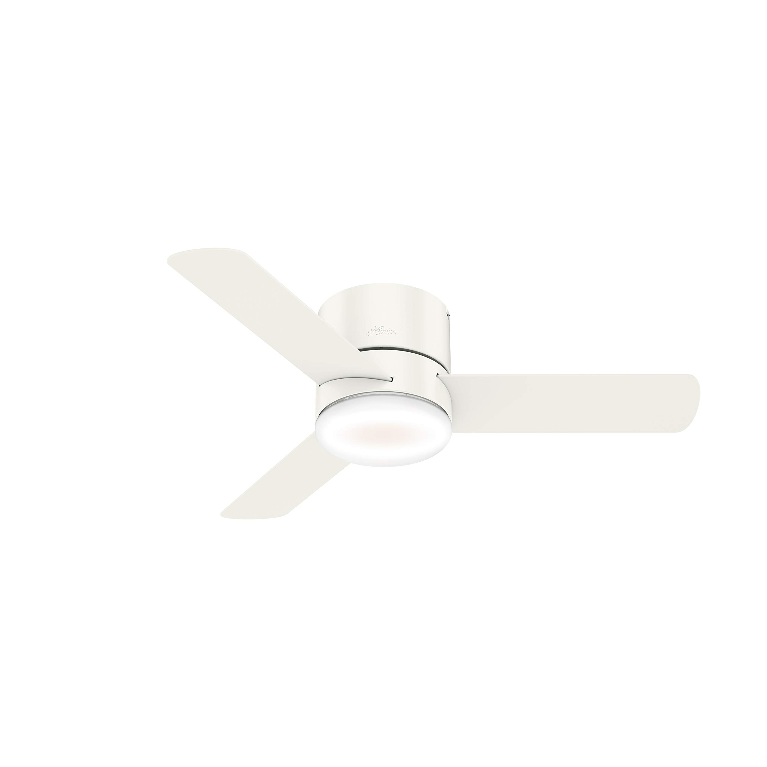 Hunter Fan 44 inch Low Profile Fresh White Indoor Ceiling Fan with Light Kit and Remote Control (Renewed)