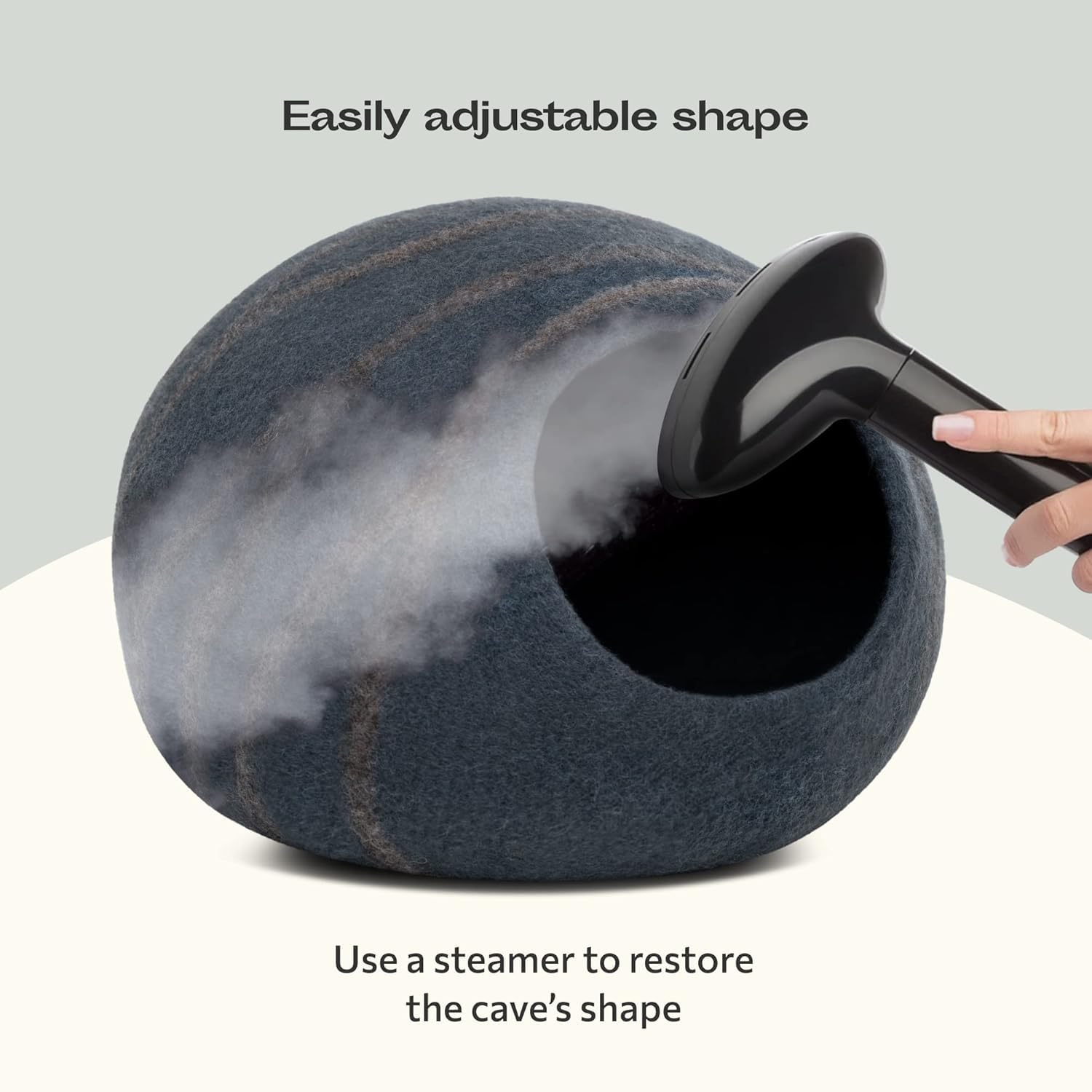MEOWFIA Cat Cave - Premium Felt Cat Bed for Indoor Cats Handmade Merino Wool (Slate Grey, Large) - Image 4