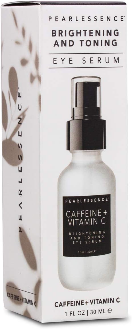 Pearlessence Brightening & Toning Eye Serum with (Caffeine + Vitamin C) – Helps Minimize Dark Under Eye Circles | Gentle Formula | Firms & Tightens | Made in USA, Paraben Free & Cruelty Free (1 oz)