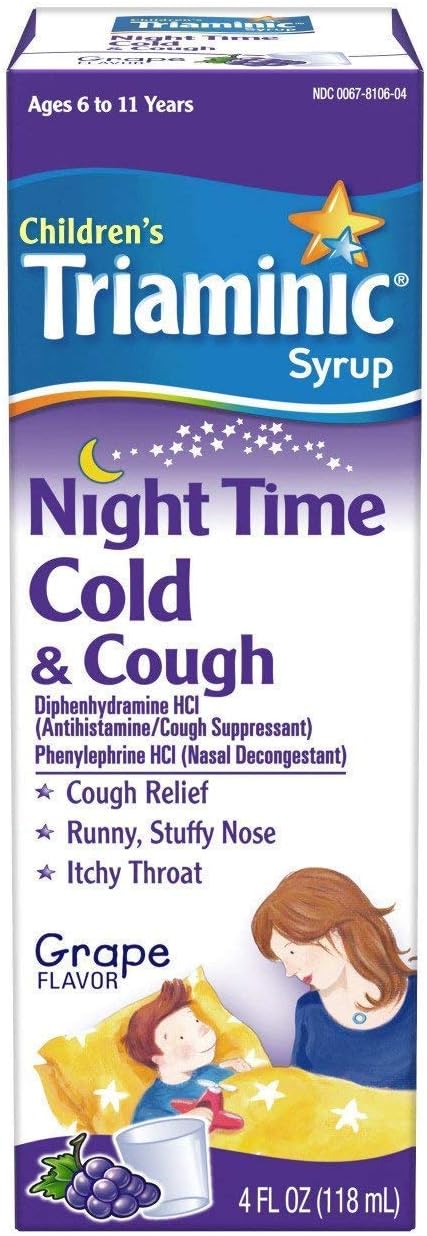 Triaminic Children's, Night Time, Cold & Cough Syrup, Grape - 4 oz, Pack of 4