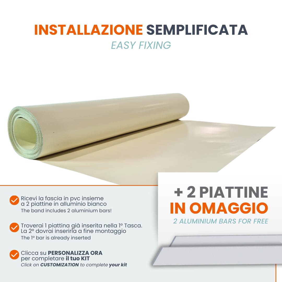 TENDAGGIMANIA Bandas de PVC de 650 gr/m2 para Cobertura de Estructura, Pergola - Medida 75 cm x 600 cm - Color Blanco