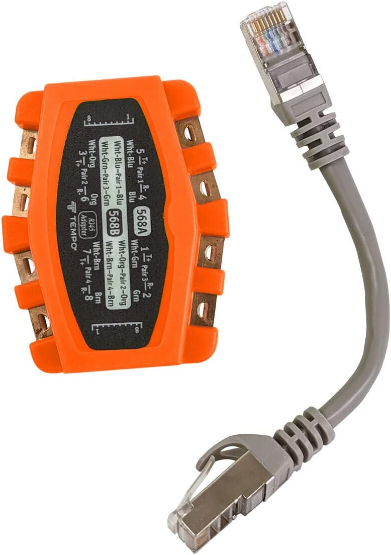 Paladin Tools PA1902 RJ45 Modular Adapter, 8 Way | CAT4-CAT6 RJ45 LANs | Notched Copper Contacts, Snagless Plugs