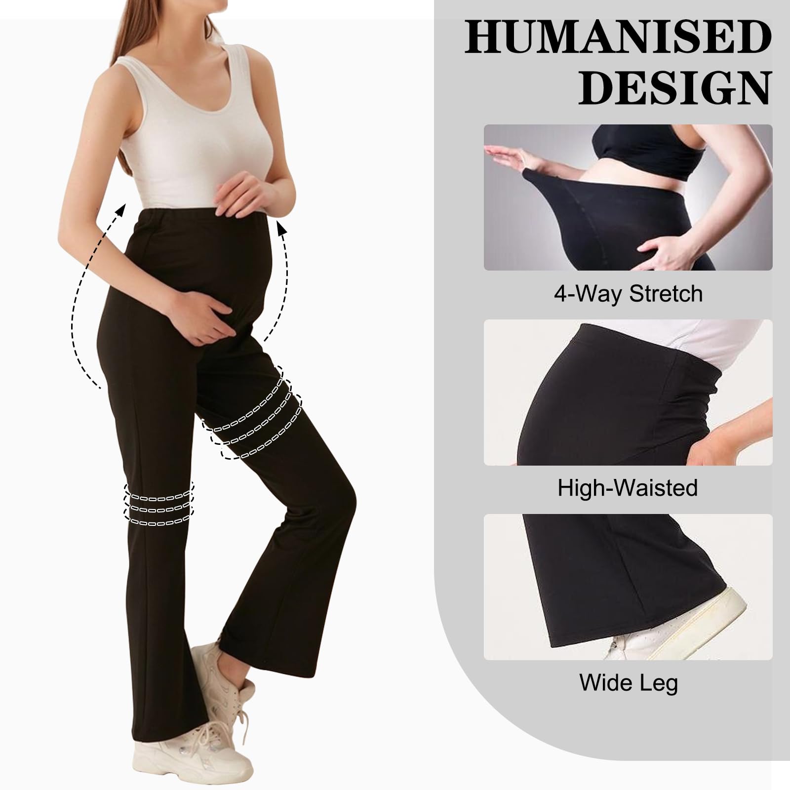 Risipu Pantalon de maternité taille haute doux et extensible pour femme - Pantalon de grossesse confortable avec poches