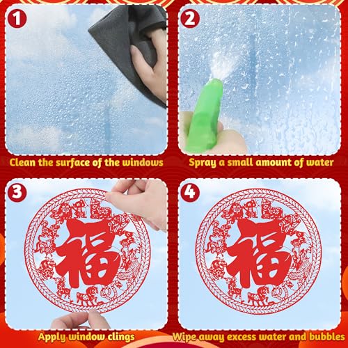 Image of 9 Sheets Chinese New Year Window Clings, Horse Year Decor for Window, 2026 Lunar New Year Decorations, Red Spring Festival Decals Double-Sided Stickers for Festival Family Gathering Door Wall Decor